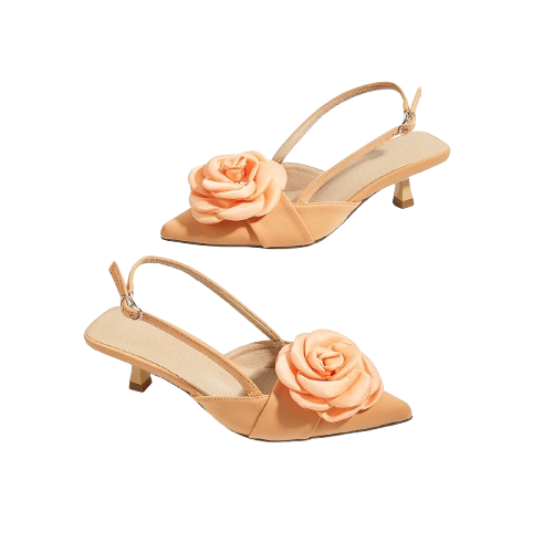 New Three-dimensional Flower Decoration Kitten Heel